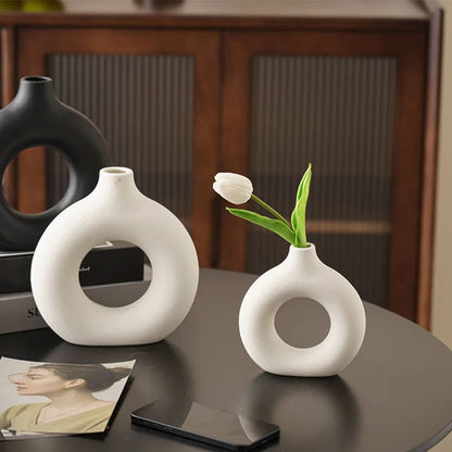 Imitation Ceramic White Donut Vase