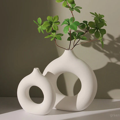 Imitation Ceramic White Donut Vase