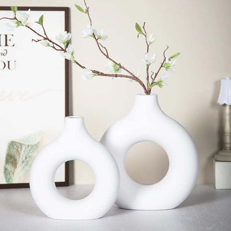 Imitation Ceramic White Donut Vase