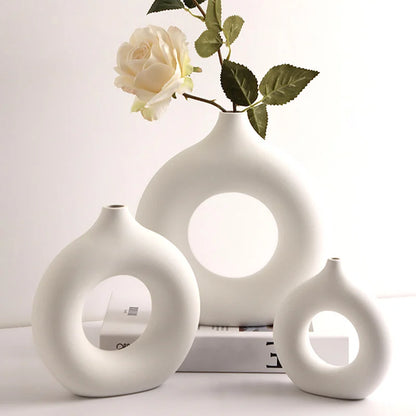 Imitation Ceramic White Donut Vase