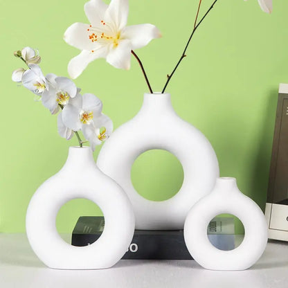 Imitation Ceramic White Donut Vase